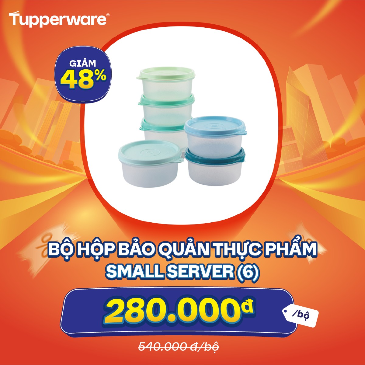 Bộ hộp bảo quản thực phẩm Tupperware Small Server 200ml (6 hộp) - Màu mới