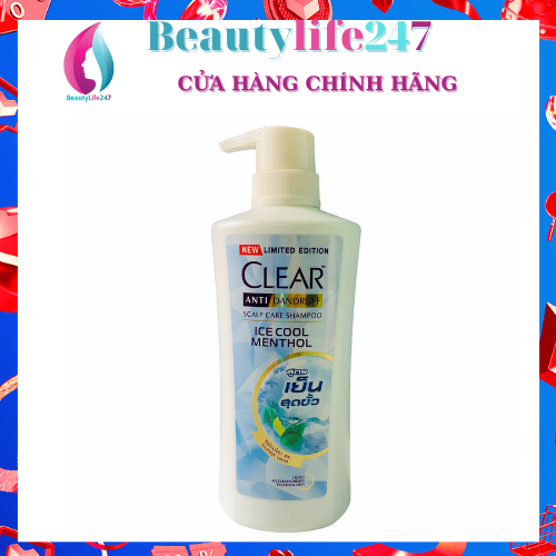 [HCM]Dầu Gội Sạch Gàu Clear Bạc Hà Thái Lan Chai 480ml