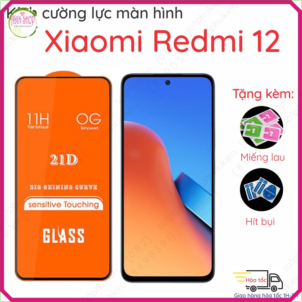 Kính cường lực xiaomi redmi 13/ redmi 12 4g/ redmi note 12r 5g/ poco m6 pro 5g/ redmi turbo 3/ note 13r full keo, chuẩn màn