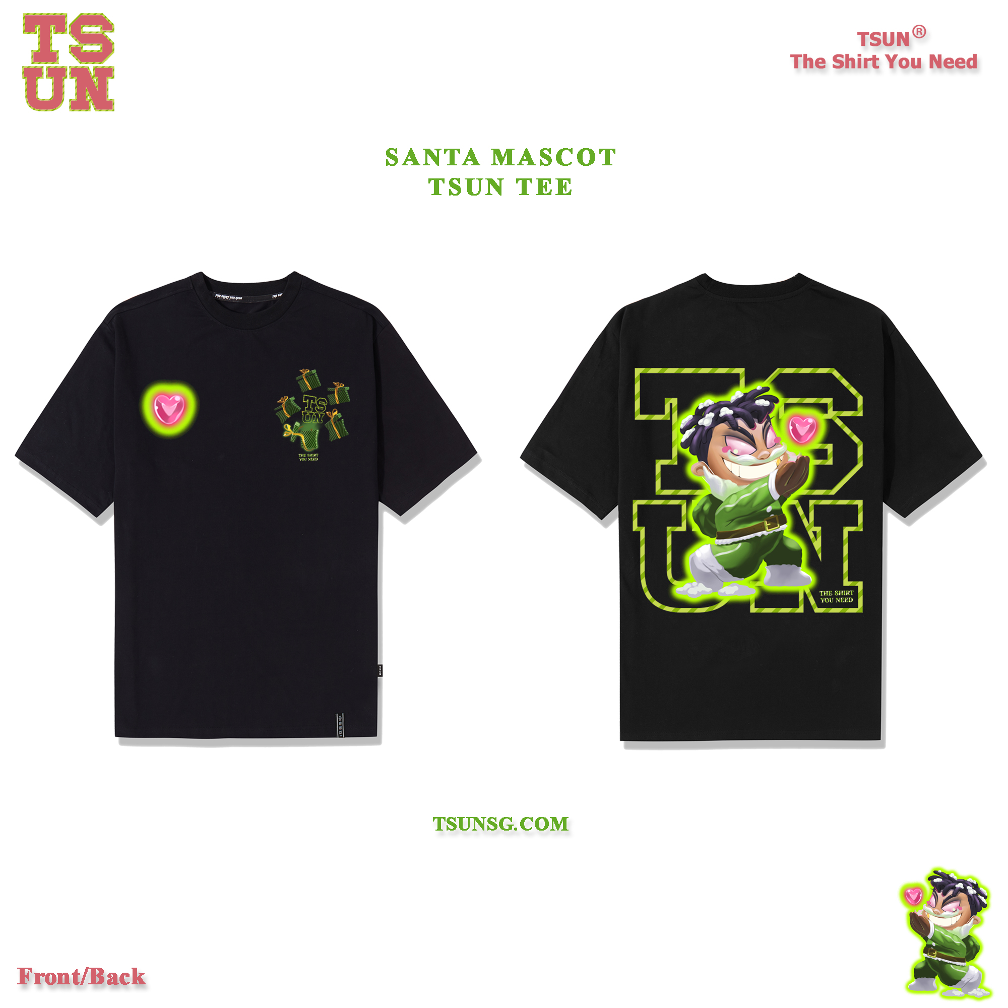 Áo thun TSUN Santa - Đen - Unisex