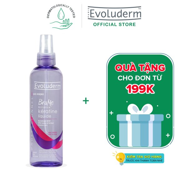 Xịt dưỡng giúp nuôi dưỡng phục hồi độ bóng dành cho tóc khô và xỉn màu Evoluderm Brume Cheveur Keratine 300ML nhập khẩu