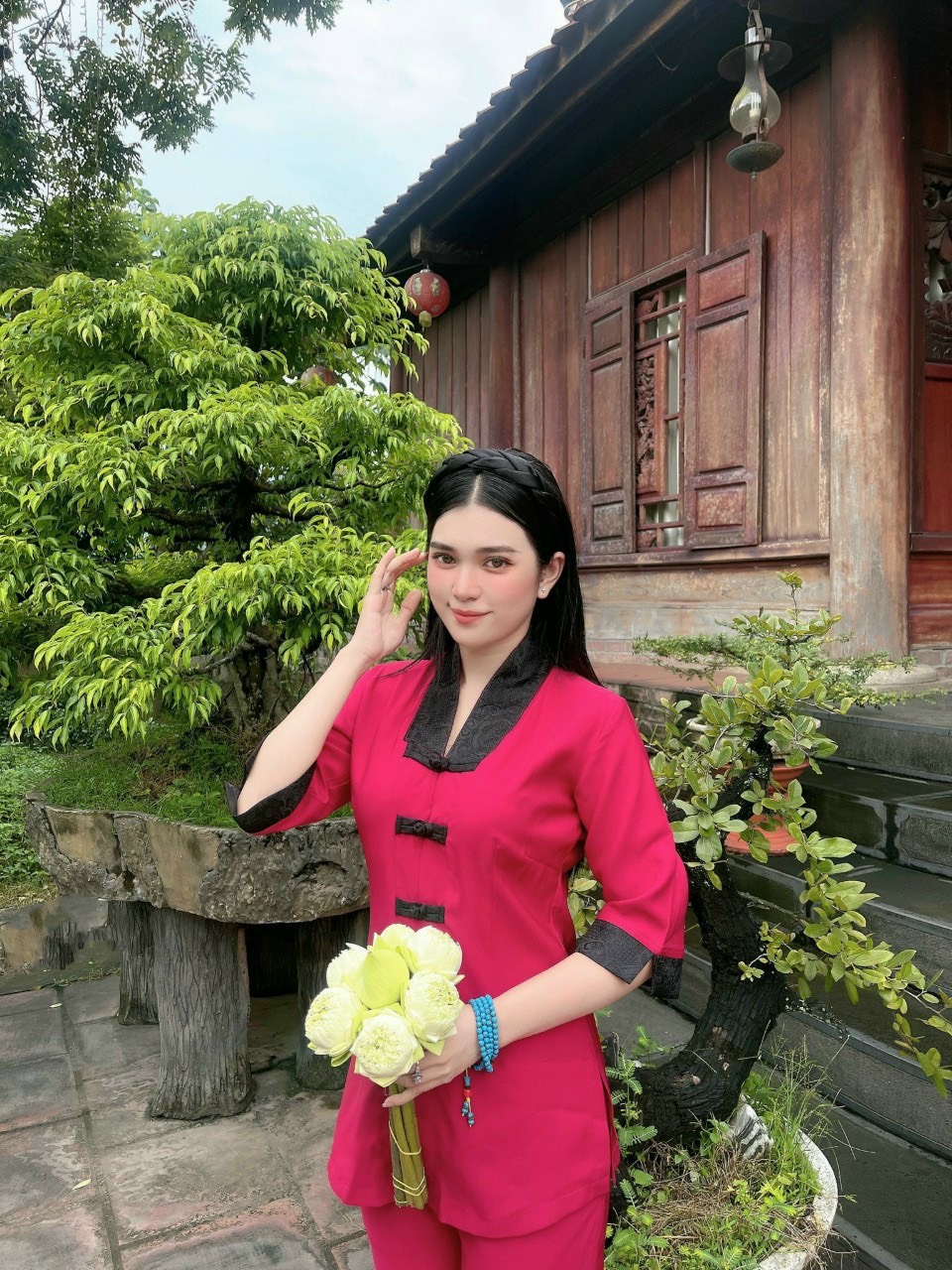 Đồ Lam Đi Chùa # Bộ viền hoa lụa Hàn# Quần Áo Nữ Cao Cấp