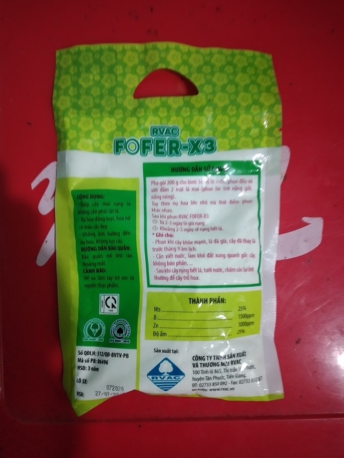 Phân rụng lá mai đồng loạt FOFER -X3 200G