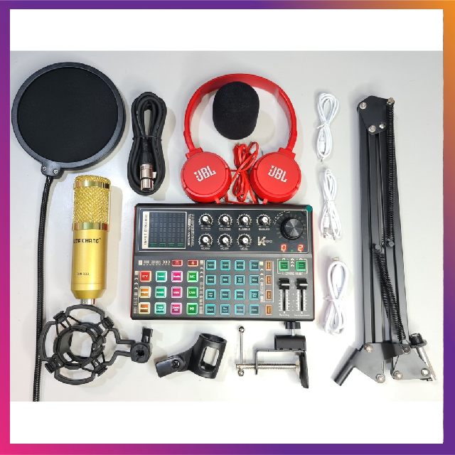 Bộ Mic thu âm bm900 sound card k300 hỗ trợ autu tune bluetooth Karaoke Livetream bigo BM 900, Có AutoTune Chuẩn Phòng Thu