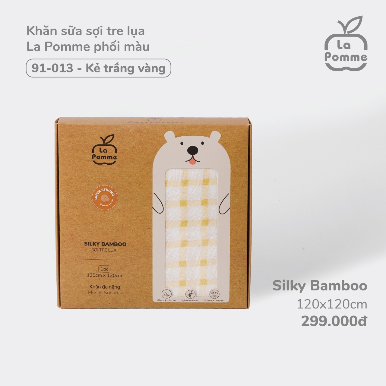 Khăn đa năng sợi tre lụa 120*120 La Pomme