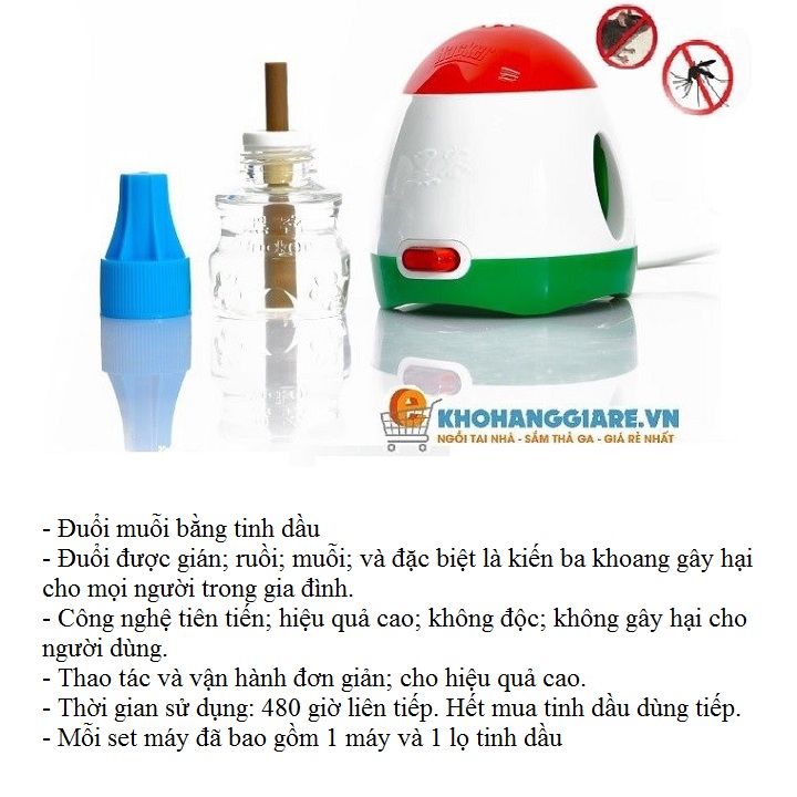 Máy đuổi muỗi xông tinh dầu Hacker / Shanke