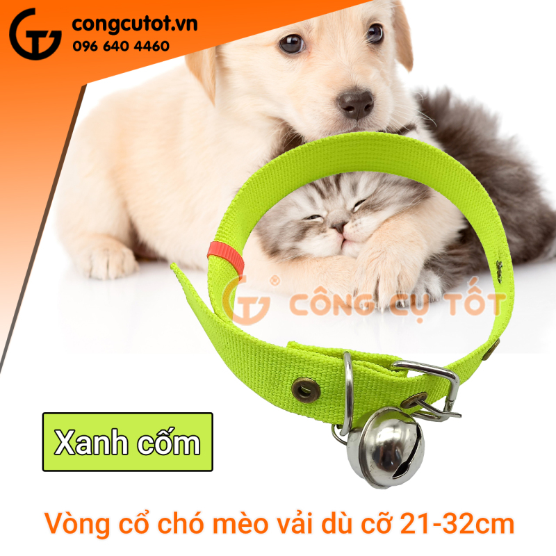 Vòng cổ chó mèo bằng vải dù có lục lạc cỡ 21-32cm