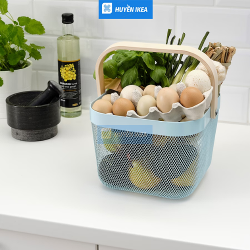 Giỏ đựng đồ quai gỗ lưới thép