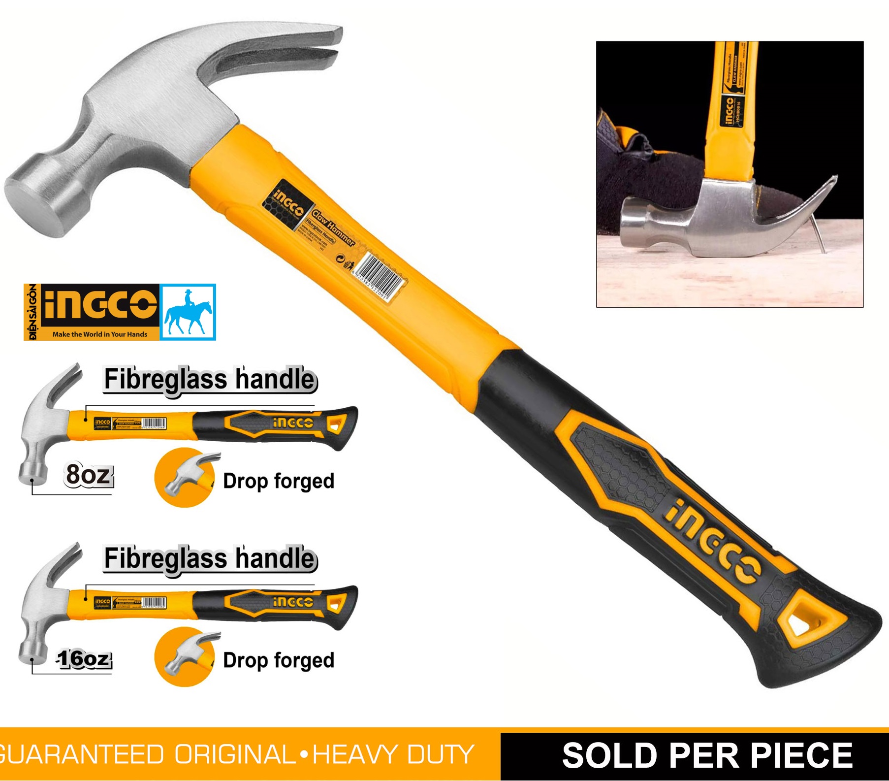 Búa đóng đinh nhổ đinh 450g INGCO TOTAL HCH80816 THT73166
