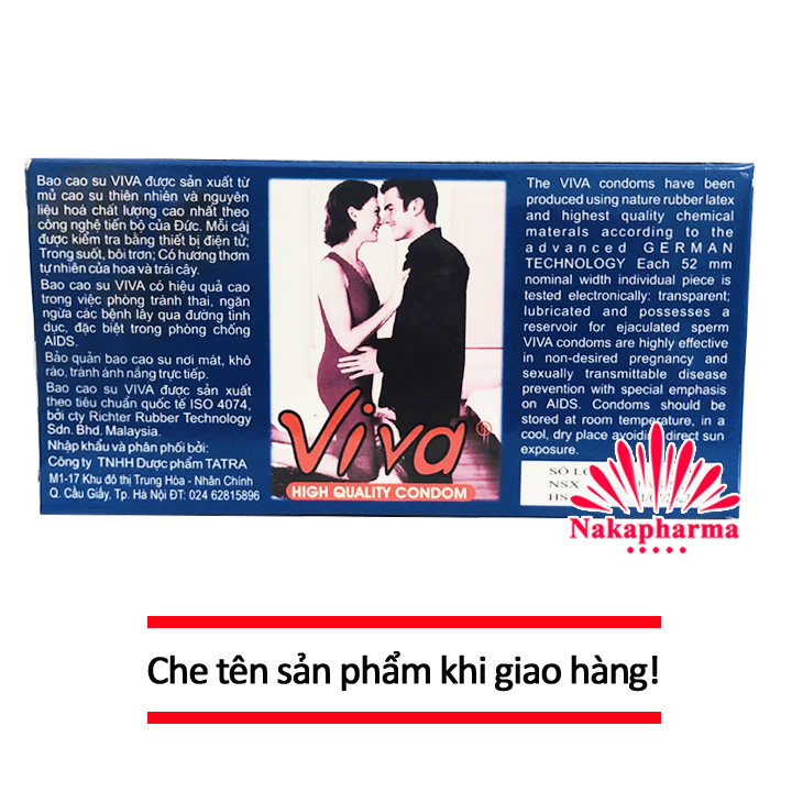 [CHE TÊN] Bao Cao Su Viva - Hộp 12 Cái
