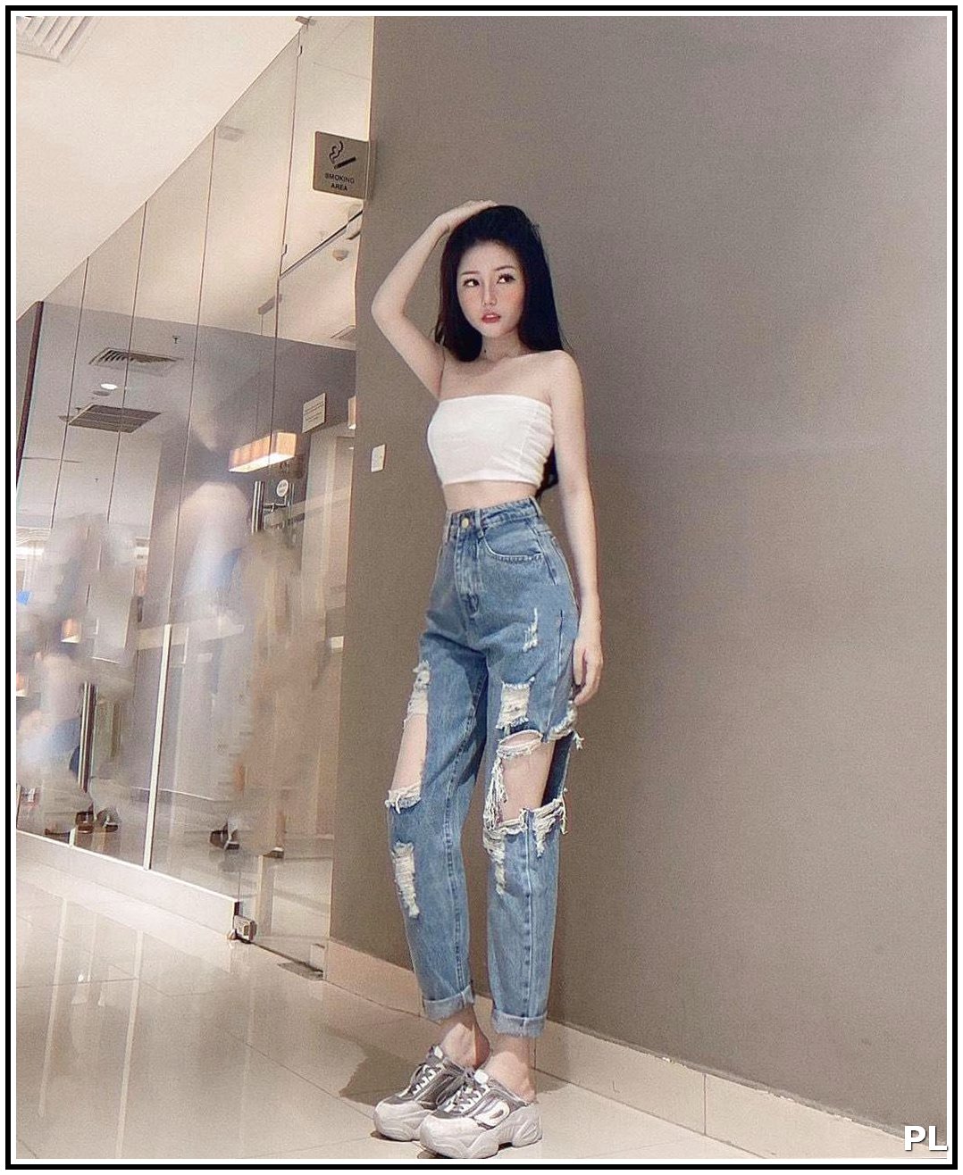 Quần jean nữ baggy rách HỞ HAI ĐÙI siêu bụi 139-H1