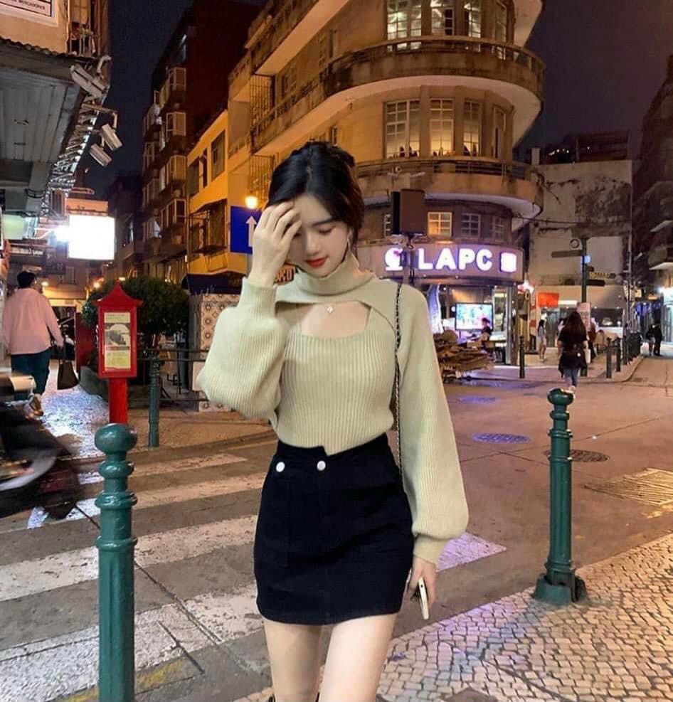 Áo thun nữ - chất liệu thun bo gân - thiết kế áo 2 lớp hót hít hiện nay , dễ phối đồ