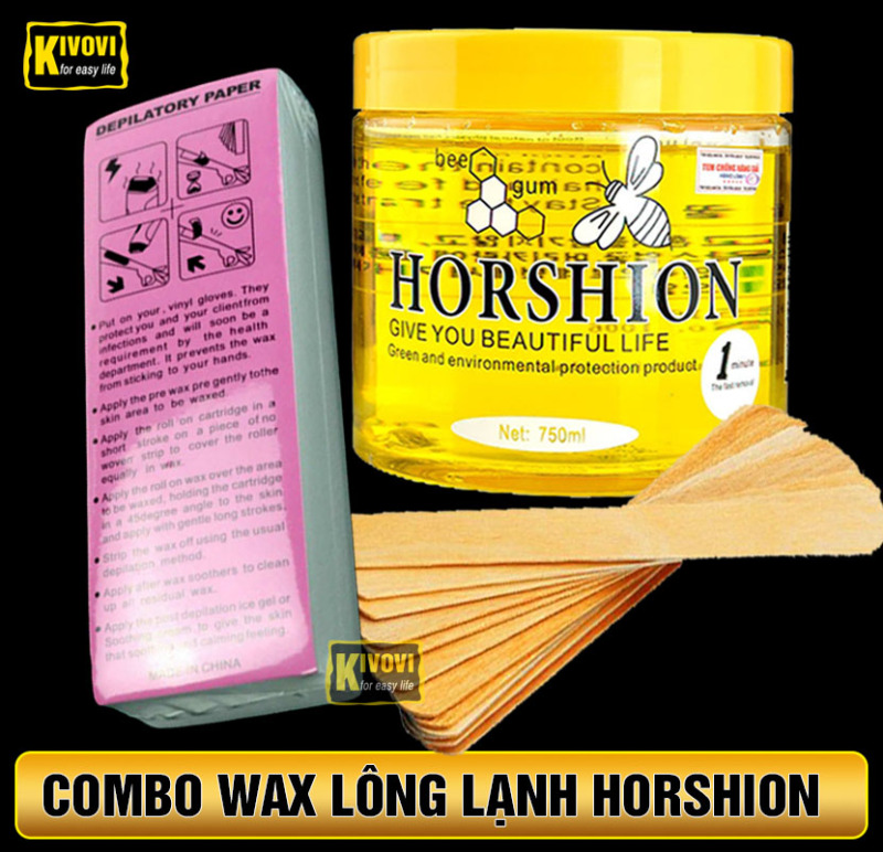 [COMBO] Gel Wax Lạnh Horshion Mật Ong + Miếng Giấy Wax 100 TỜ + Que wax lông - Tẩy Lông Lạnh Cho Chân Tay Nách Cơ Thể nhập khẩu