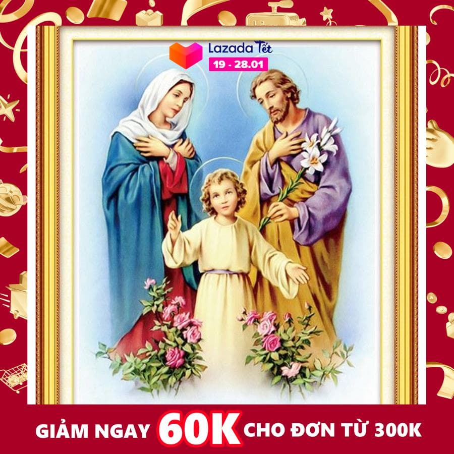 Tranh đính đá cao cấp Venus CHÚA GIA- KT: 70x60Cm