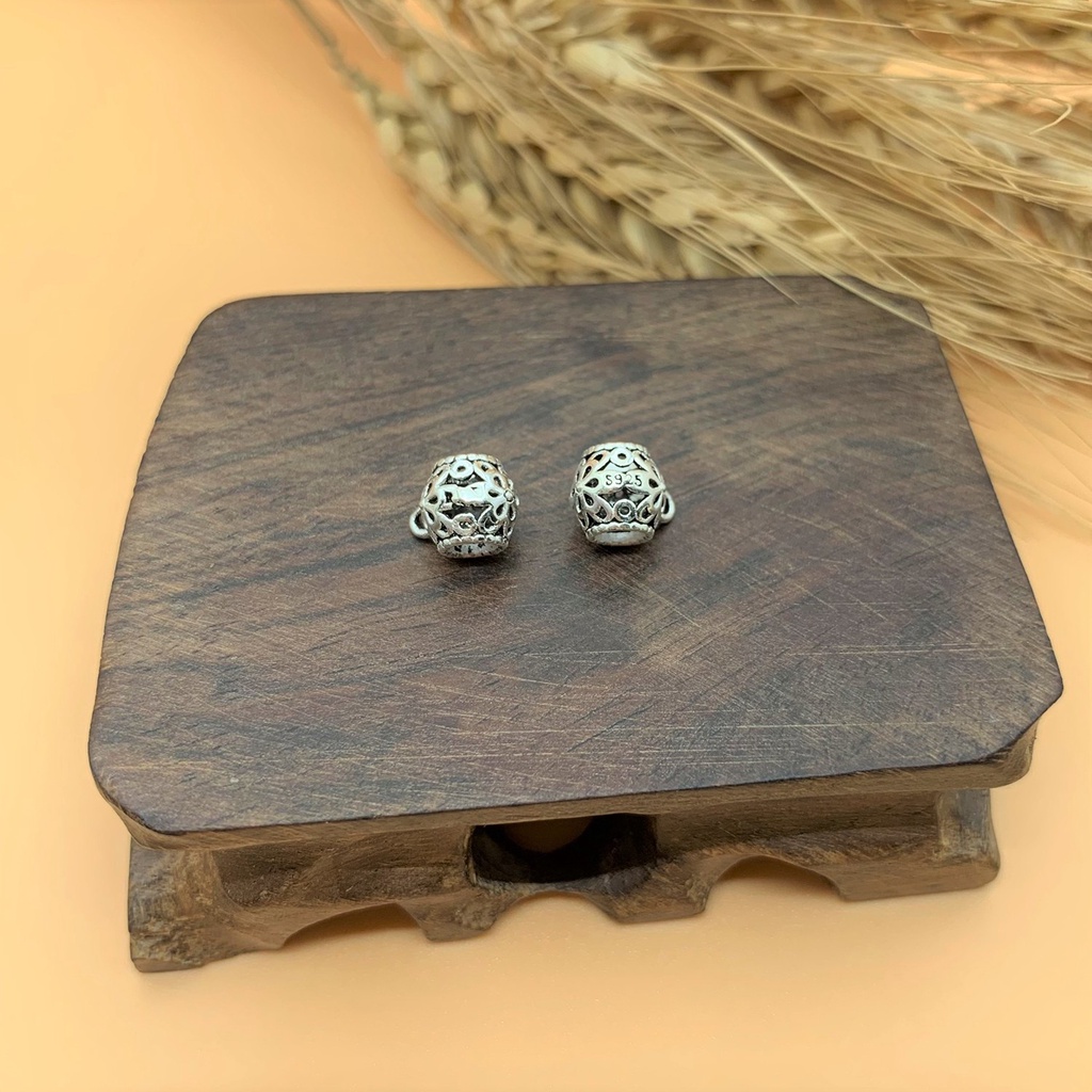 Charm móc treo dạng ống ngắn kiểu lu - charm bạc 925 - mã ca037