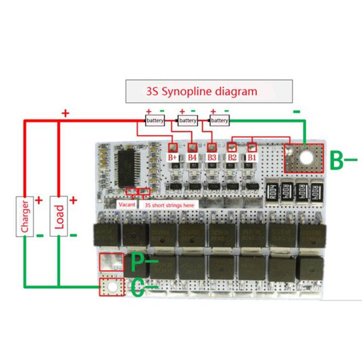 Mạch bảo vệ pin 3S 100A Mạch Sạc pin Lithium