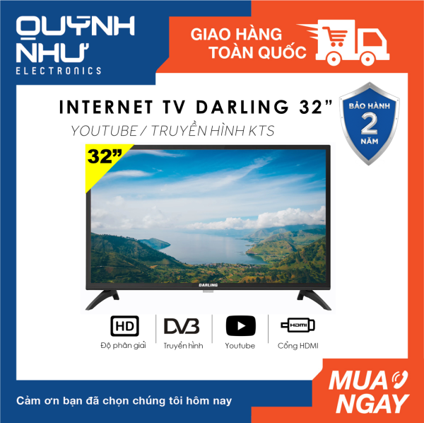 Bảng giá INTERNET / YOUTUBE Tivi Digital DVB-T2 Darling 32 inch Model 32HD958E (HD Ready, Dolby Surround, Truyền hình KTS DVB-T2 / DVB-S2, màu đen) - Tivi giá rẻ - Bảo hành toàn quốc 2 năm
