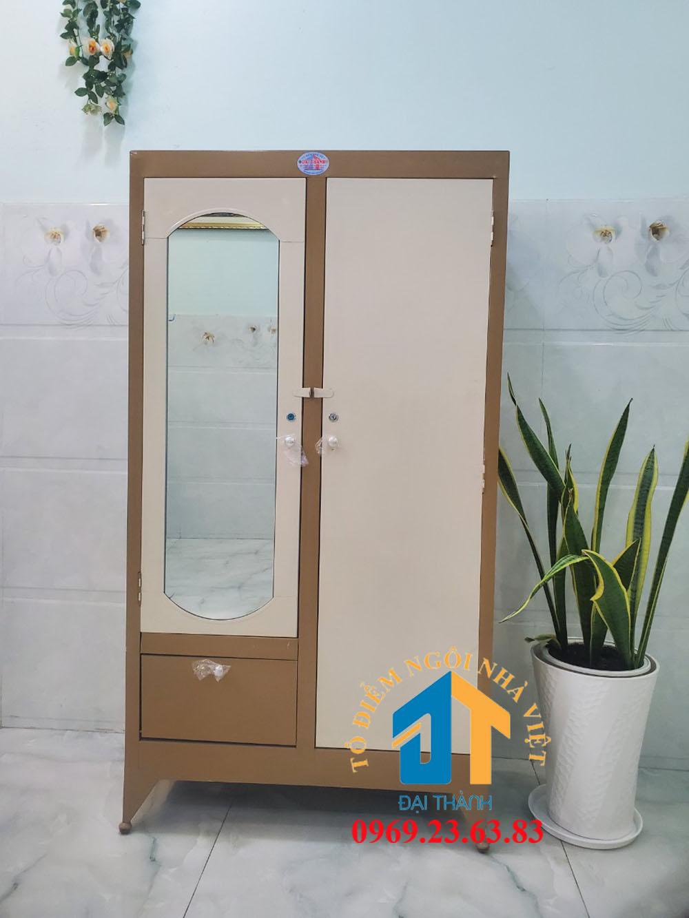 Tủ quần áo sắt 1m6 màu vàng kem