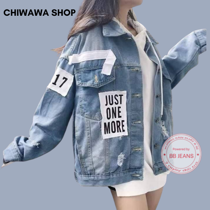 [HCM]Áo khoác jean nữ xám trắng form rộng 017 - áo khoác jean đẹp giá rẻ Jomo thời trang đẹp mới