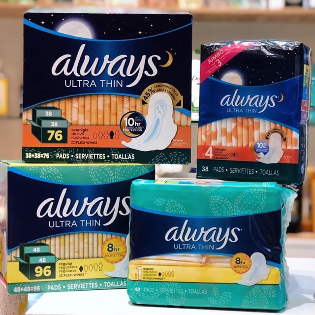 Băng vệ sinh Always Ultra Thin thùng 44 miếng của Mỹ