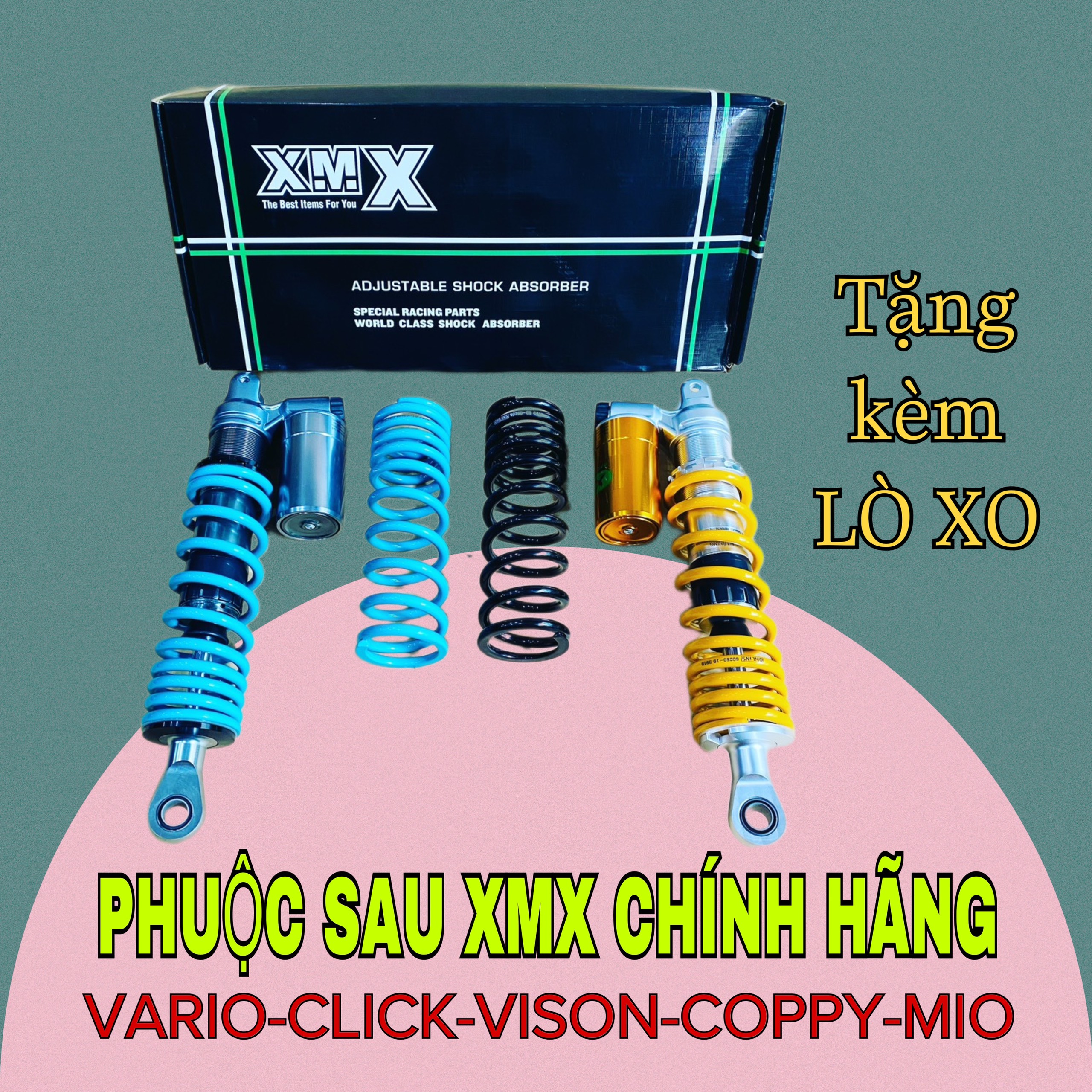 Phuộc XMX cho VARIO-VISON-COPPY-SH mode bình dầu dưới ( tặng kèm lò xo)