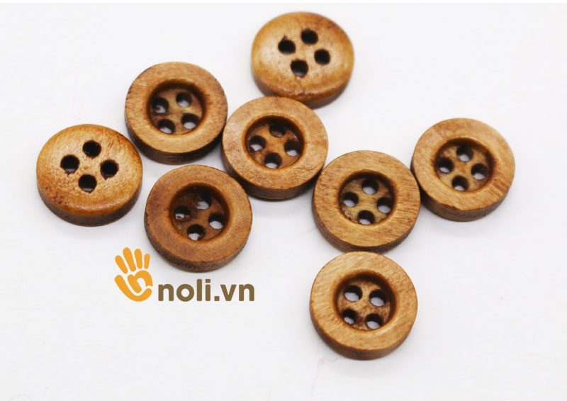 Cúc gỗ nâu vintage 4 lỗ - 12mm