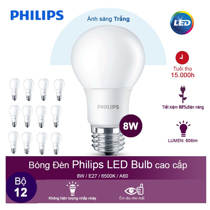 Bóng Led Bulb Mycare công suất 8w đui E27 [Philips chính hãng]