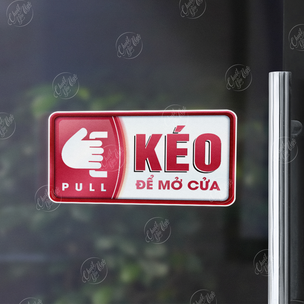 Miếng dán pull push đẩy kéo decal hình dán cửa kính decor trang trí cửa ra vào chất liệu chống thấm nước 19x11cm