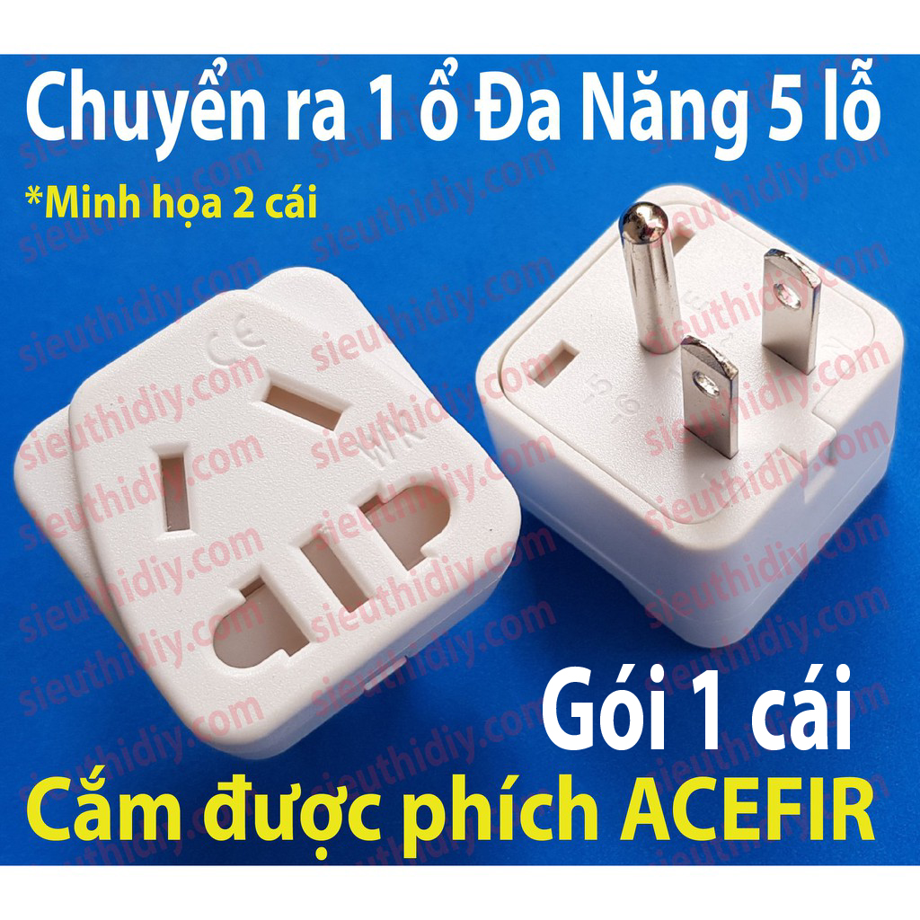 Phích cắm chuyển đổi ra 3 chấu mỹ, chân đồng, ổ cắm đa năng tải 10a 250v