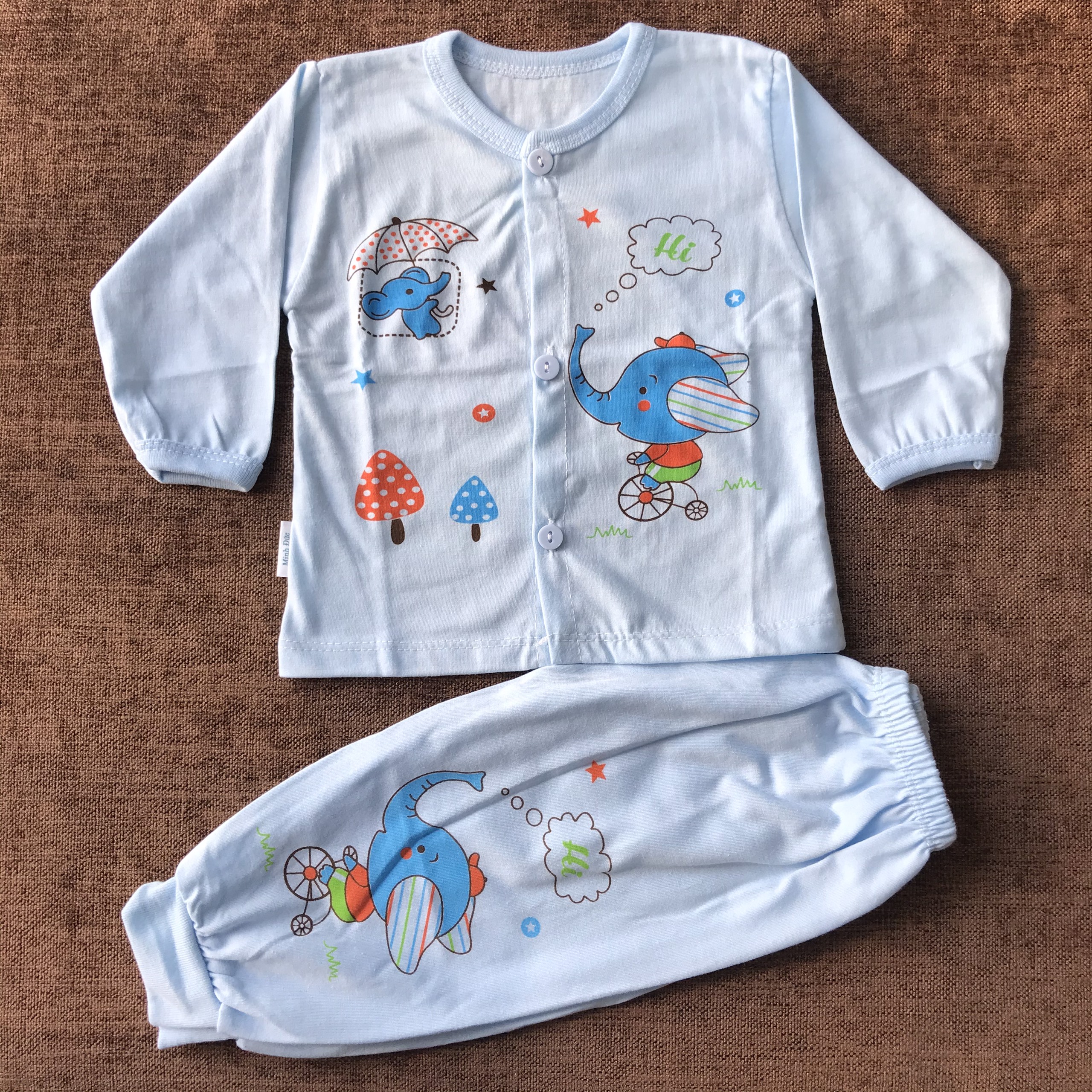 Bộ sơ sinh cotton cho bé chất đẹp, bộ dài 2V