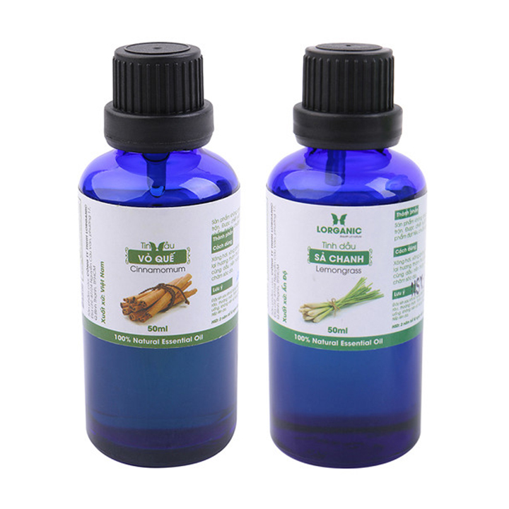 Combo Tinh Dầu Sả Chanh Lorganic + Quế Lorganic (50ml / Chai)