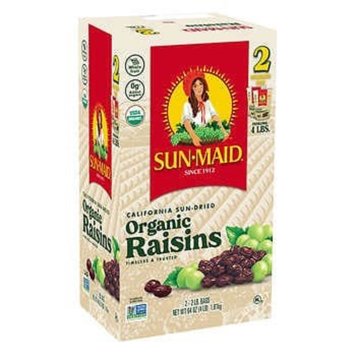 Nho khô hữu cơ tự nhiên Natural SunMaid Organic Raisin hộp 1.814kg của Mỹ