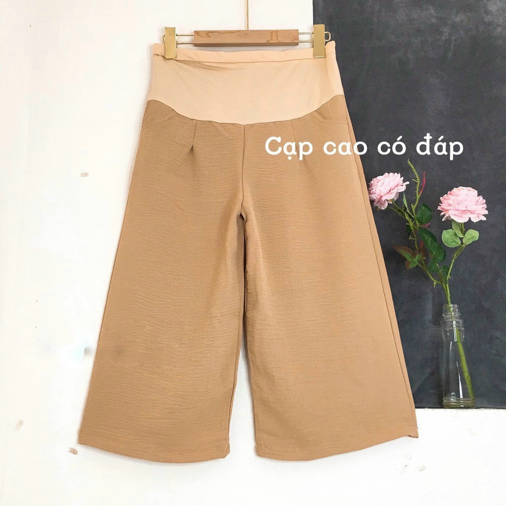 Quần ngố lửng bầu ống rộng chất đũi mặc mát