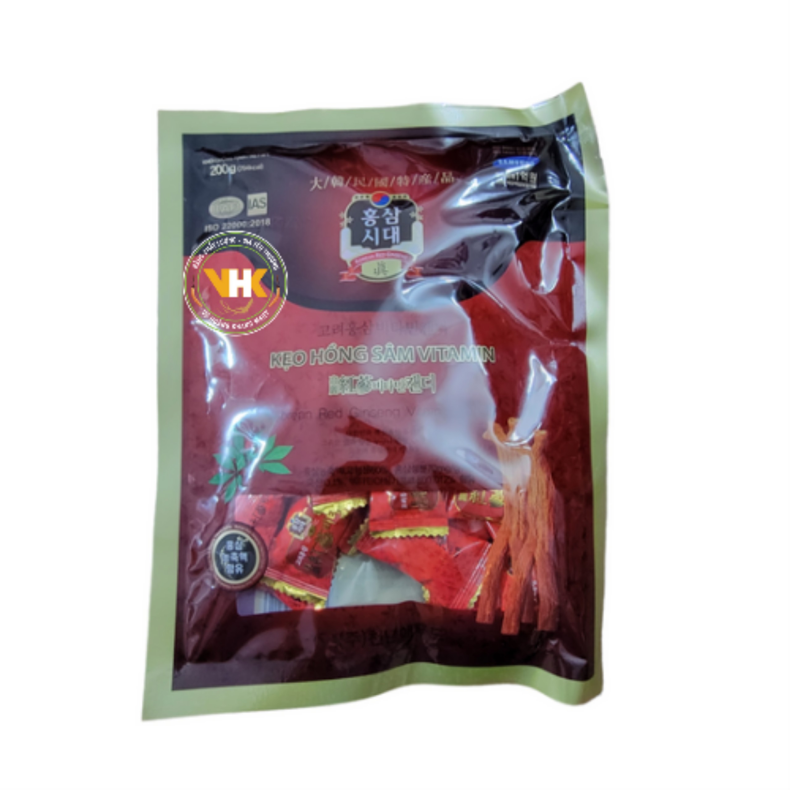 Kẹo hồng sâm Vitamin cứng Hàn Quốc 200g( ĐÓNG GÓI TẠI VIỆT NAM)