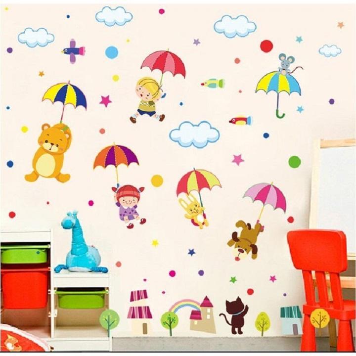[HCM]Decal dán tường thú thả dù