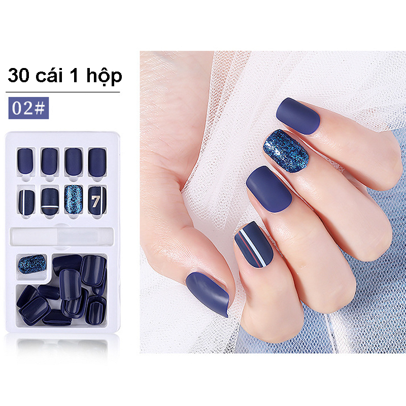 Hộp 30 Móng giả, nail giả, cây dũa,Kèm keo nước và keo khô, mã(30-02) giá rẻ