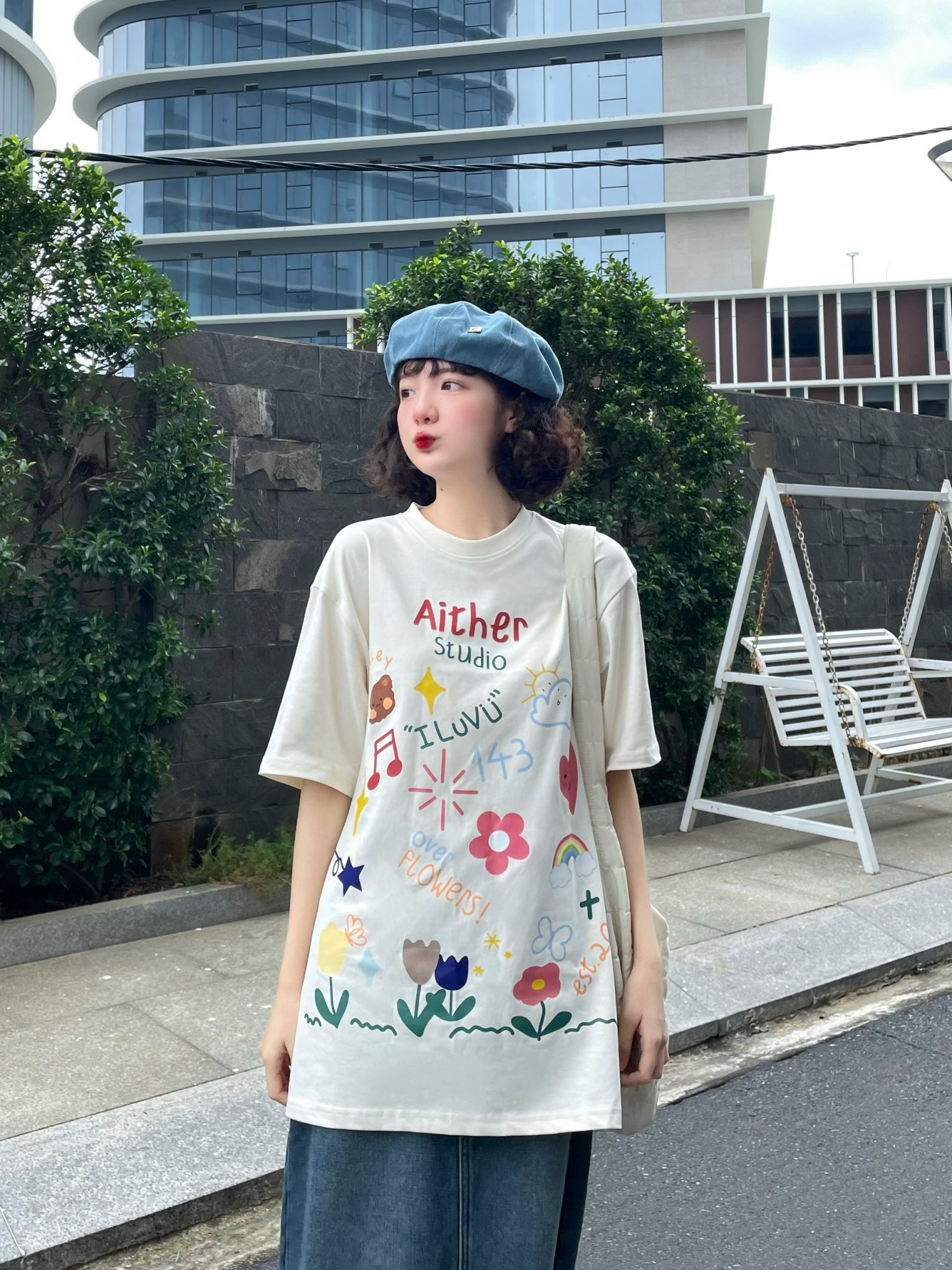 AITHER STUDIO Áo thun Kids Heart Unisex form rộng