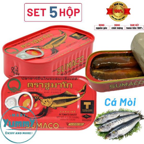 Cá mòi Sumaco sốt cà Set 5 Hộp (125 gram/hộp) - Cá Mòi Thái Lan Sumaco