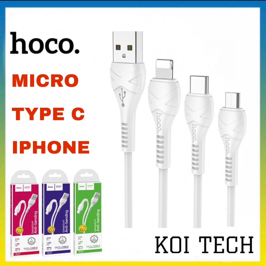 Cáp sạc nhanh Hoco X37 Type C, Lightning, Micro 1m