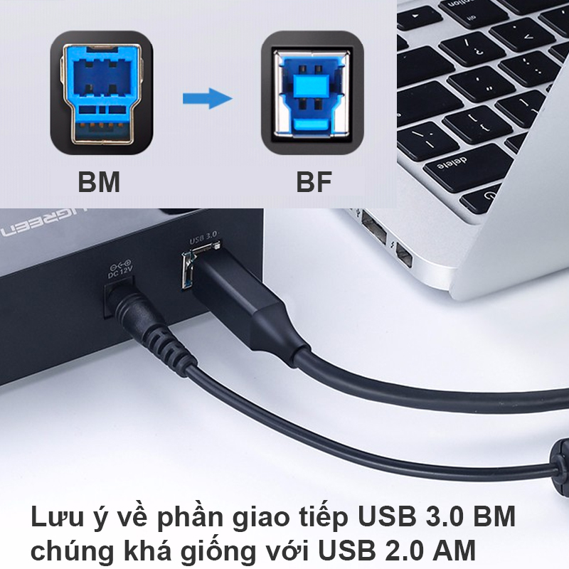 Cáp USB 3.0 AM-BM 2 mét Ugreen US210 10372 - Dây USB 3.0 type-A male sang type-B male