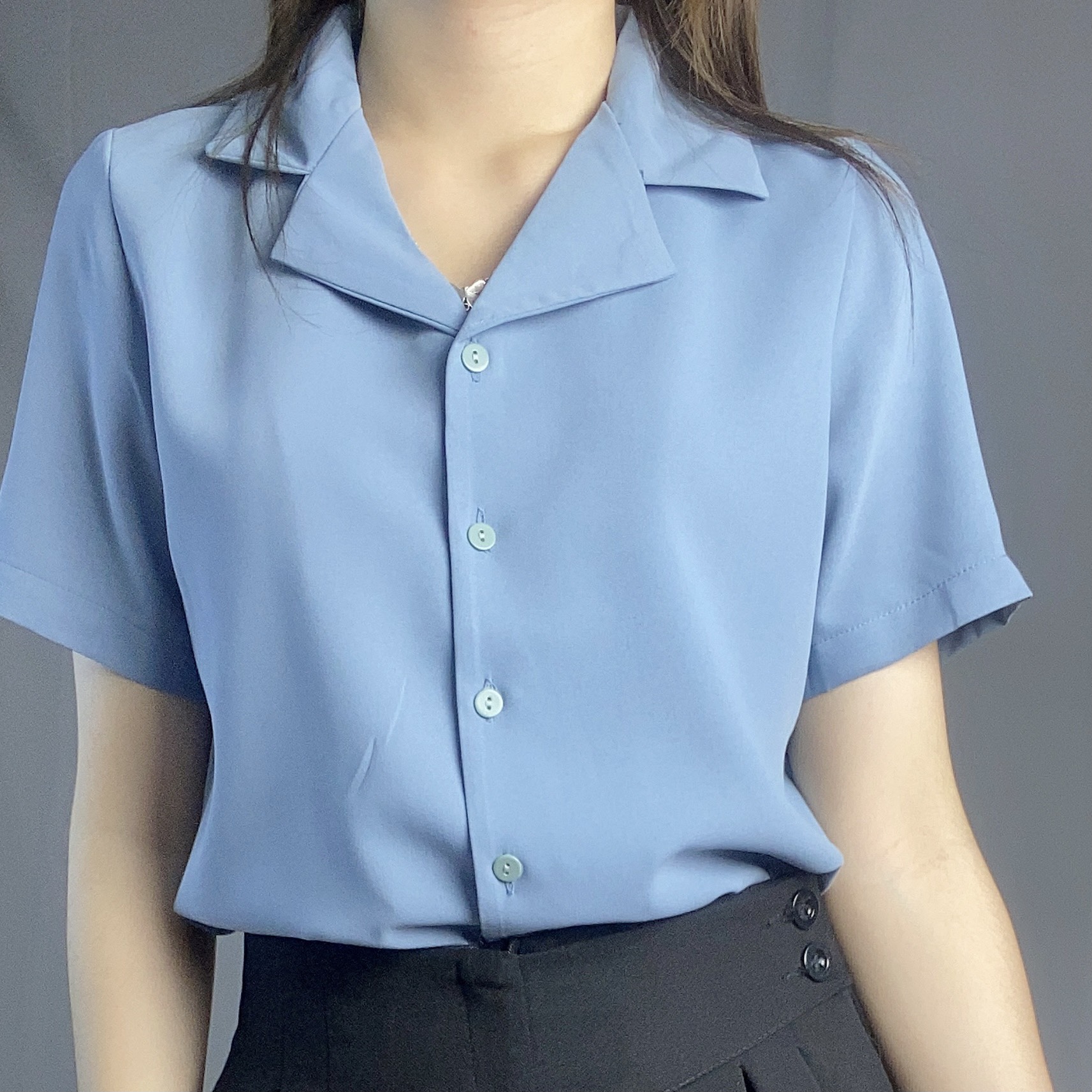 Áo Sơ Mi Cộc Tay Cổ Vest
