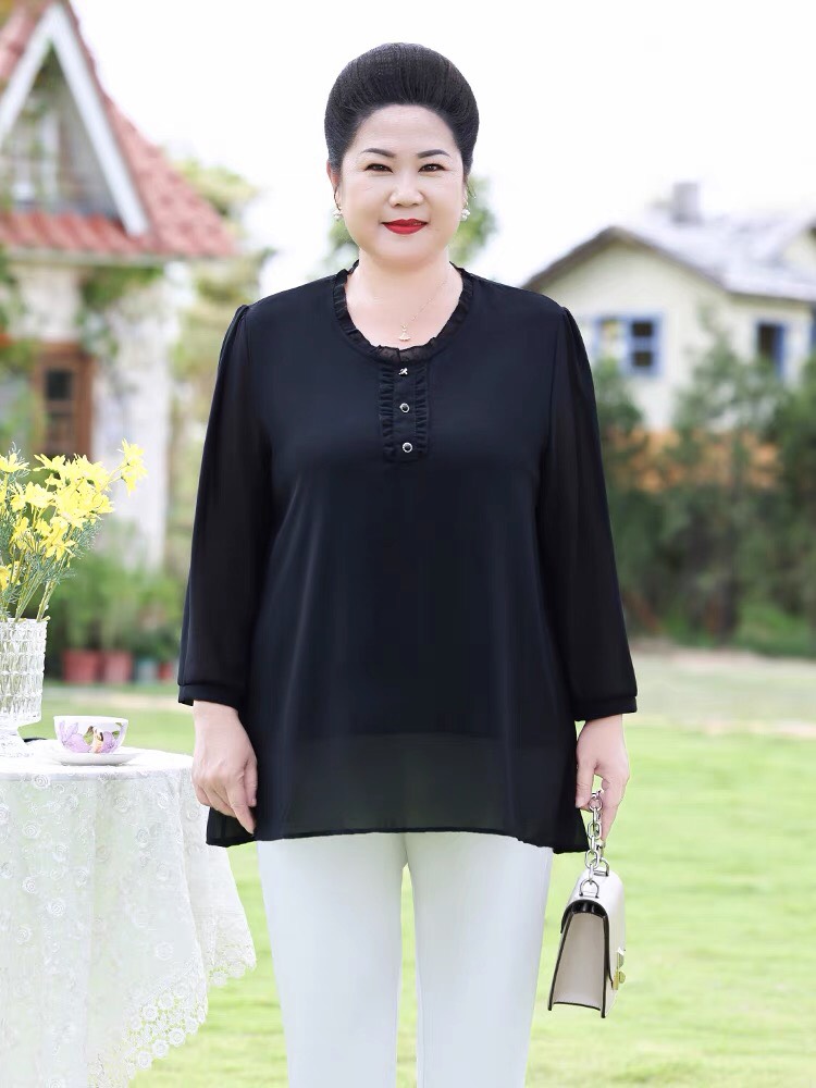 Áo voan có lót form dài trung niên bigsize - G41023