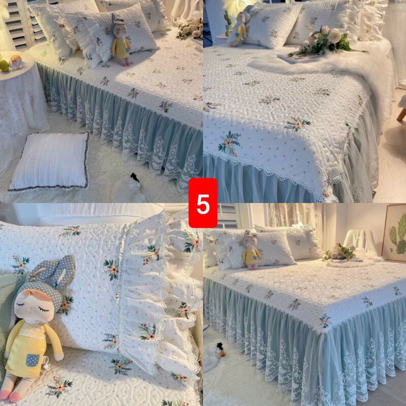 SET GA GỐI PHỦ BÈO REN CÔNG CHÚA
