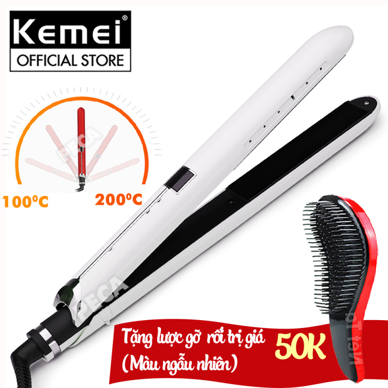 Máy duỗi tóc màn hình LCD thông minh Kemei KM-2205 làm nóng nhanh,21 mức nhiệt điều chỉnh phù hợp với nhiều loại tóc, tâm nhiệt gốm cao cấp an toàn nhập khẩu