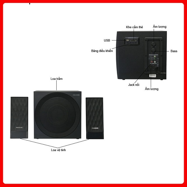 Loa Bluetooth Microlab M-300BT/2.1 (Tích hợp Bluetooth USB Thẻ nhớ)- BH12T