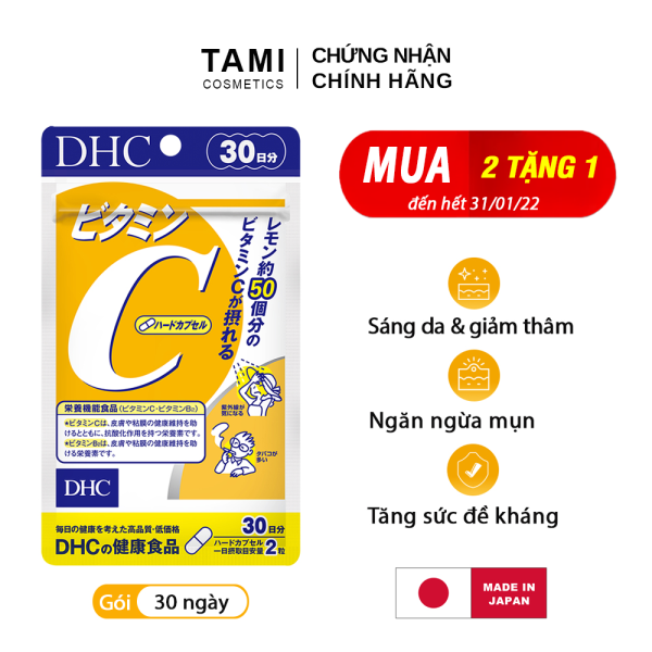 Viên uống Vitamin C DHC Nhật Bản thực phẩm chức năng tăng cường sức đề kháng, giúp sáng da mờ thâm và tăng sản sinh collagen gói 30 ngày TA-DHC-C306 giá rẻ