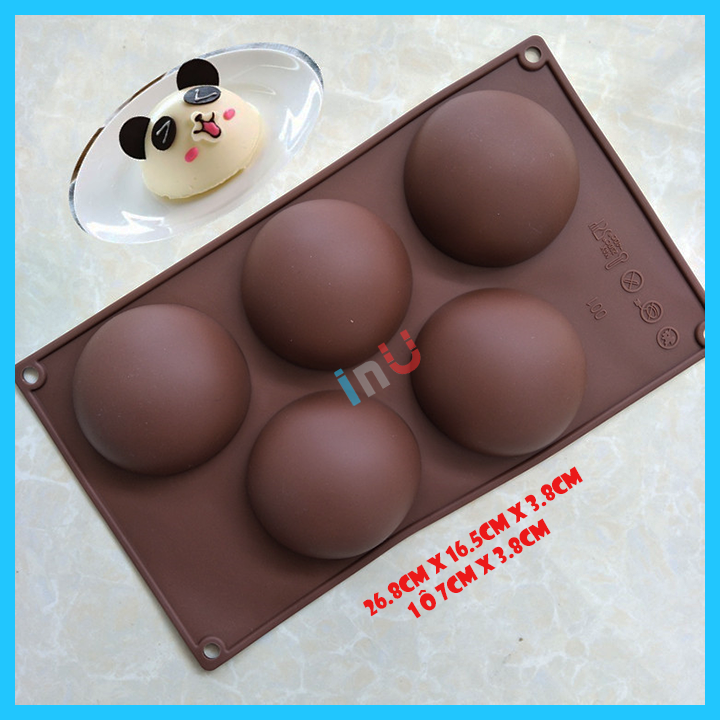 HCM - Khuôn silicon nửa tròn 5 ô to làm bánh socola làm thạch pudding rau câu