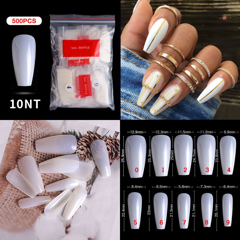 Móng tay giả Bịch 500 cái (kèm dũa+keo dán)