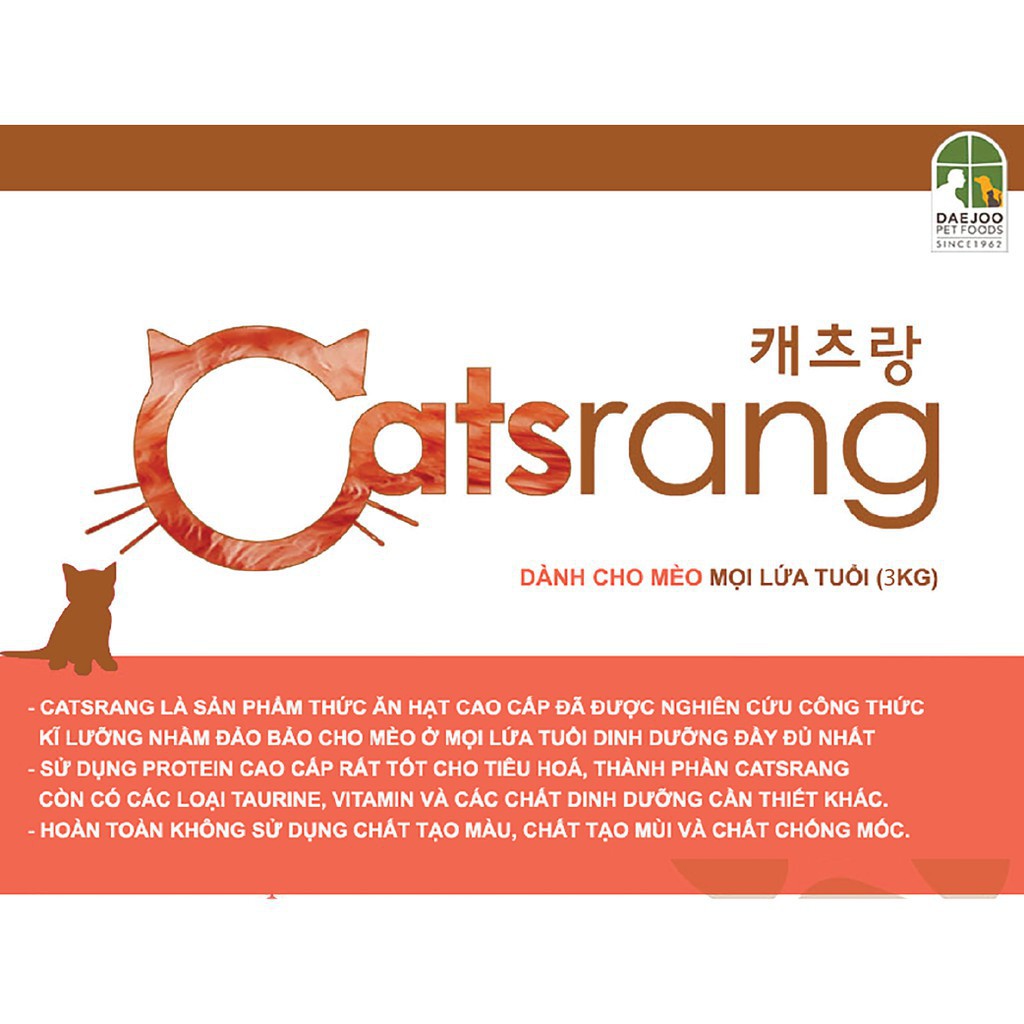 Thức Ăn Cho Mèo Catsrang - 1Kg Túi Zip Bạc