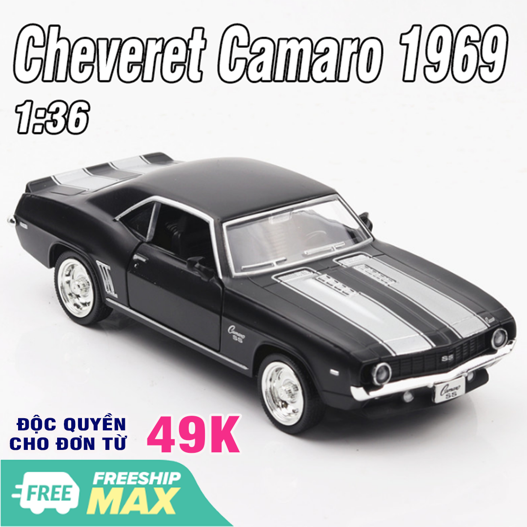 Mô hình xe ô tô RMZ city Chevrolet Camaro SS 1969 tỉ lệ 1:36 đồ chơi trẻ em xe bằng sắt mở được 2 cửa